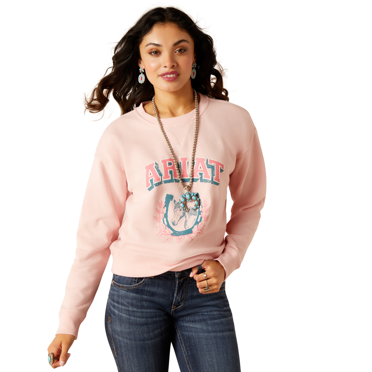Ariat Women’s College Sweatshirt - Blushing Rose - S Aus 8 - Ariat Womens Tops