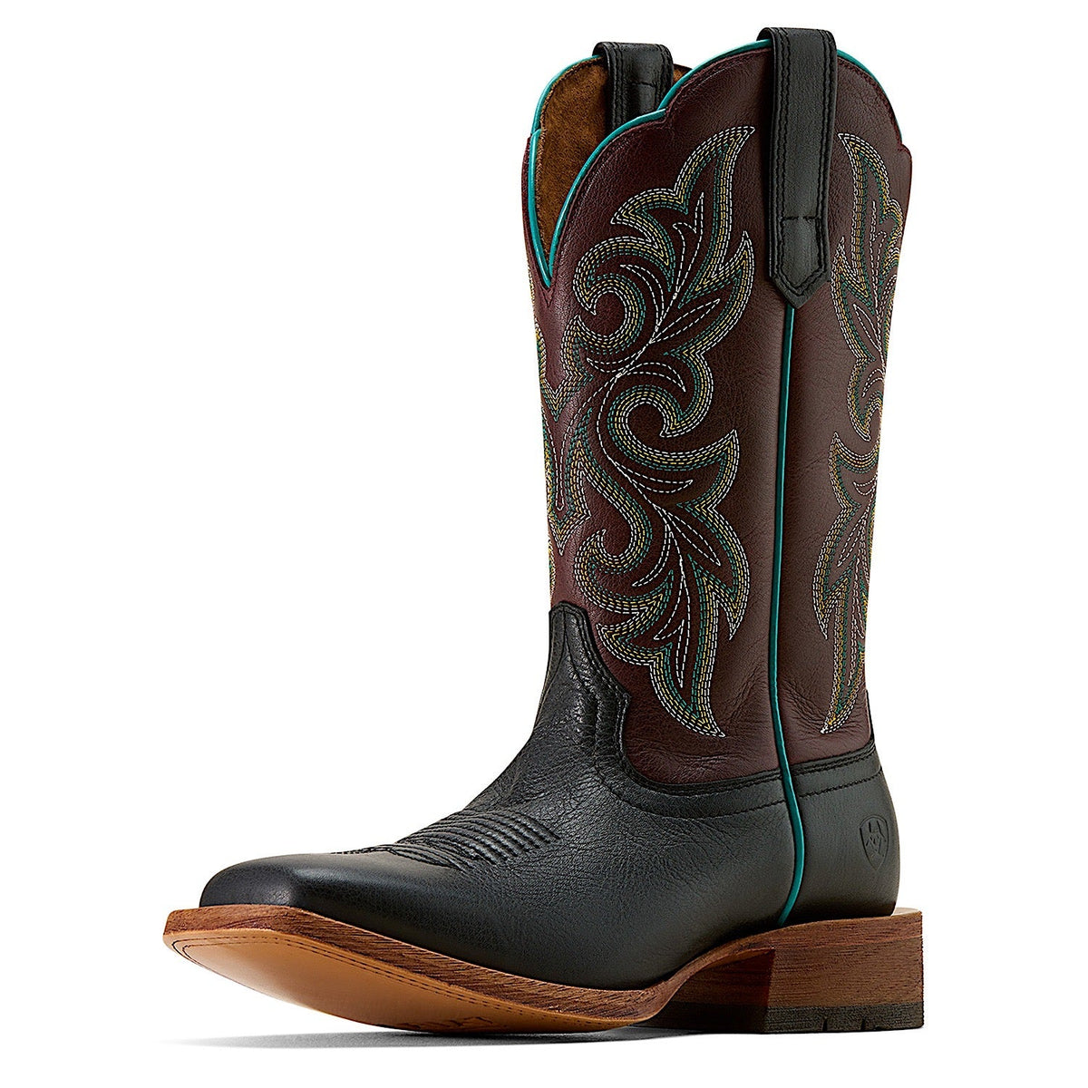 Ariat Women’s Country Lane Wide Square Toe Western Boot - Basic Black/Deep Purple