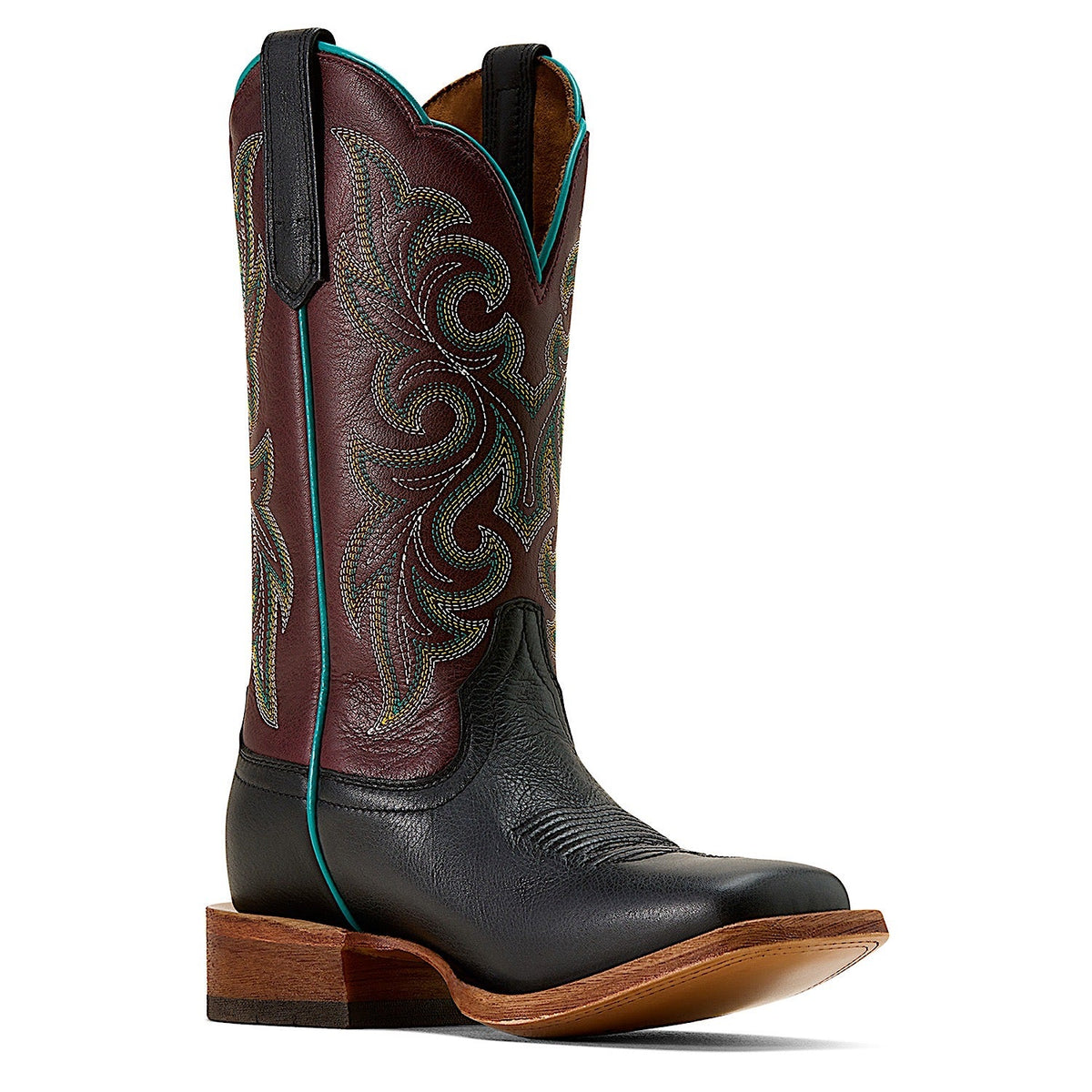 Ariat Women’s Country Lane Wide Square Toe Western Boot - Basic Black/Deep Purple