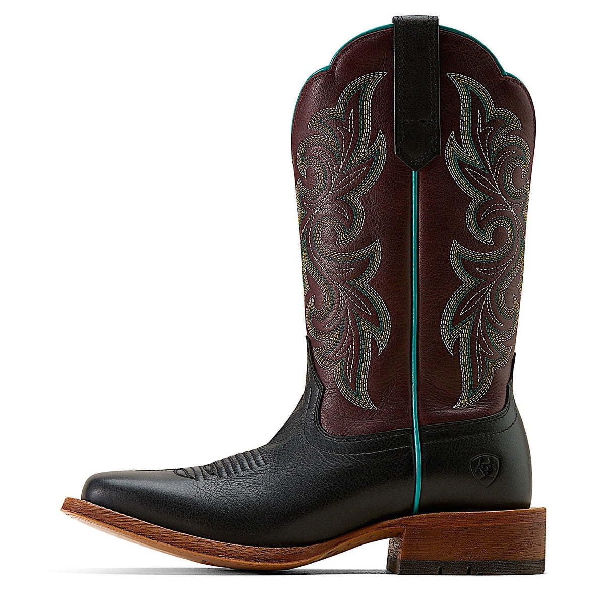 Ariat Women’s Country Lane Wide Square Toe Western Boot - Basic Black/Deep Purple