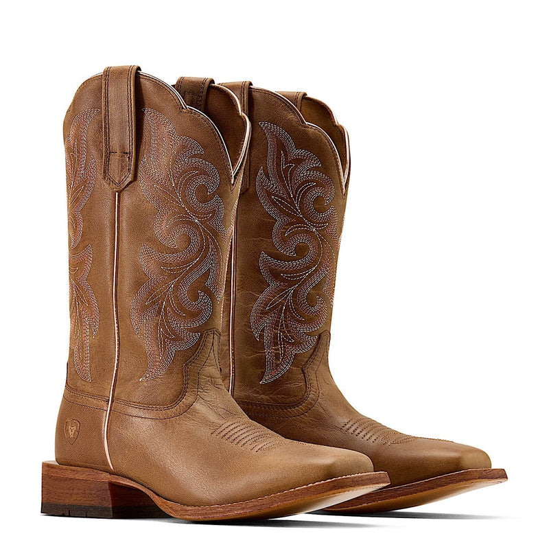 Ariat Women’s Country Lane Wide Square Toe Western Boot - Natural Tan