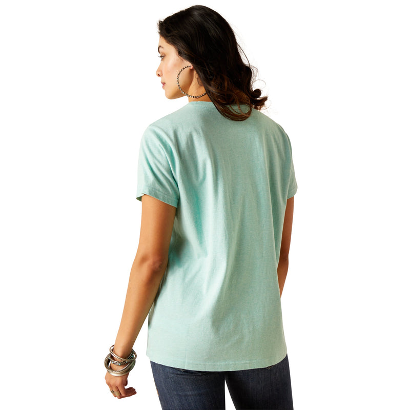 Ariat Women’s Cowboy Short Sleeve T-Shirt - Aqua Heather - Ariat Womens Tops