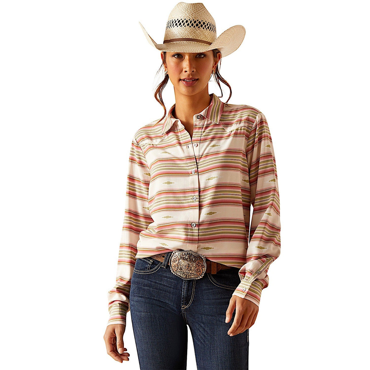 Ariat Women’s Crowheart Shirt - Desert Serape - S Aus 8-10 - Ariat Womens Tops