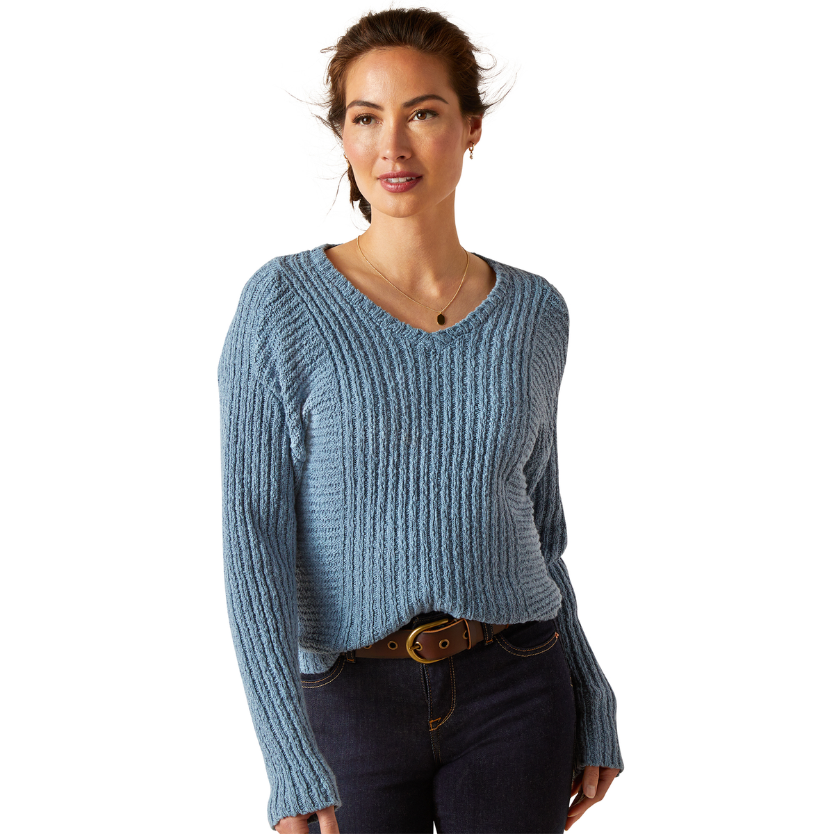 Ariat Women’s Daneway Sweater - Blue Shadow - XS Aus 6 - Ariat Womens Tops