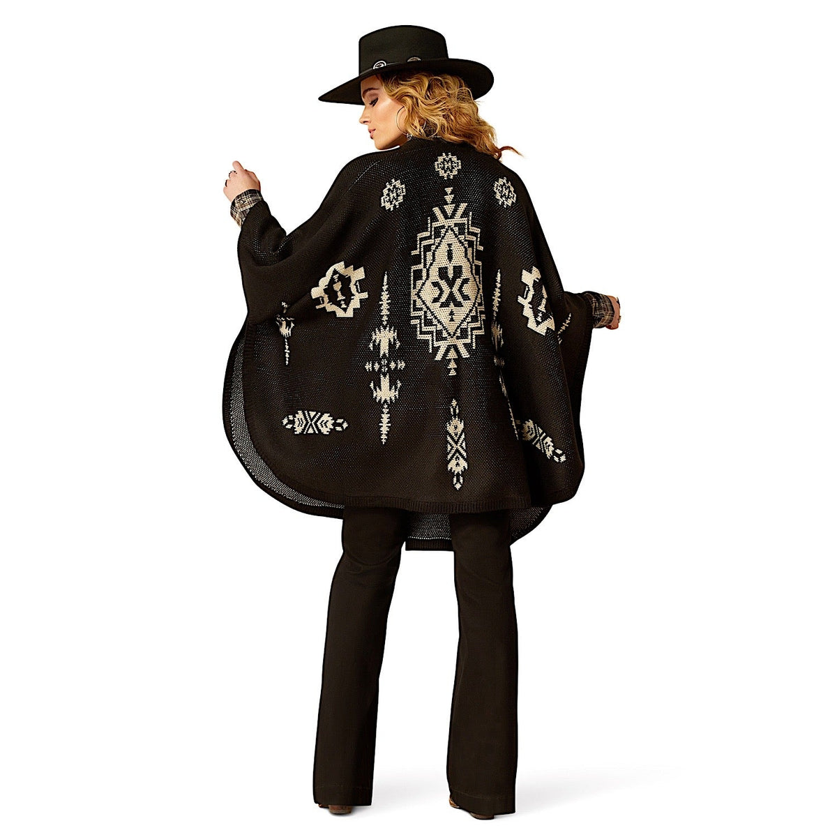 Ariat Women’s Delta Poncho - Black/Summer Sand - Ariat Womens Tops