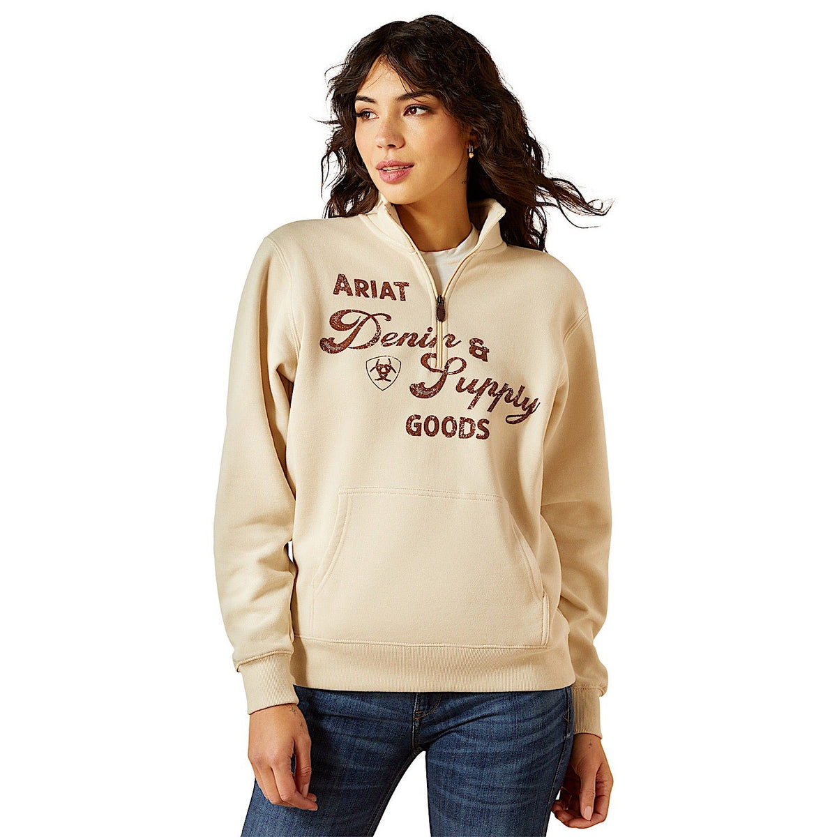 Ariat Womens Denim & Supply 1/2 Zip Sweatshirt - Oyster Gray