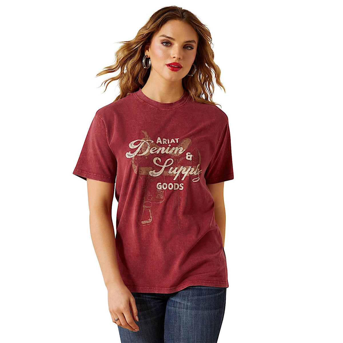 Ariat Womens Denim & Supply T-Shirt - Cabernet