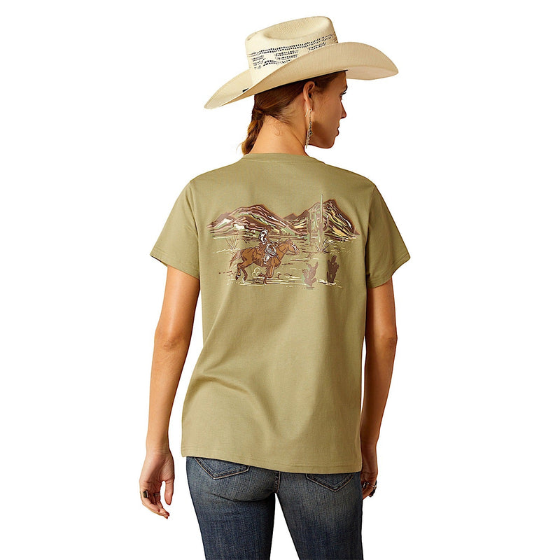 Ariat Women’s Desert Scene T-Shirt - Oil Green - Ariat Womens Tops