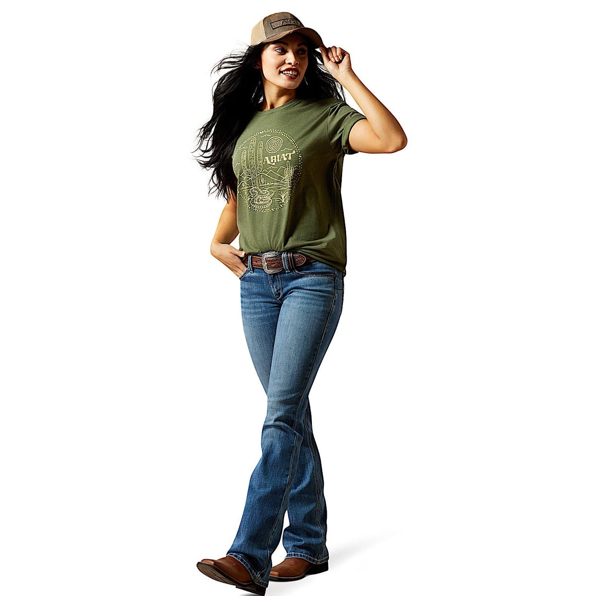 Ariat Womens Desert Snake T-Shirt - Military Heather