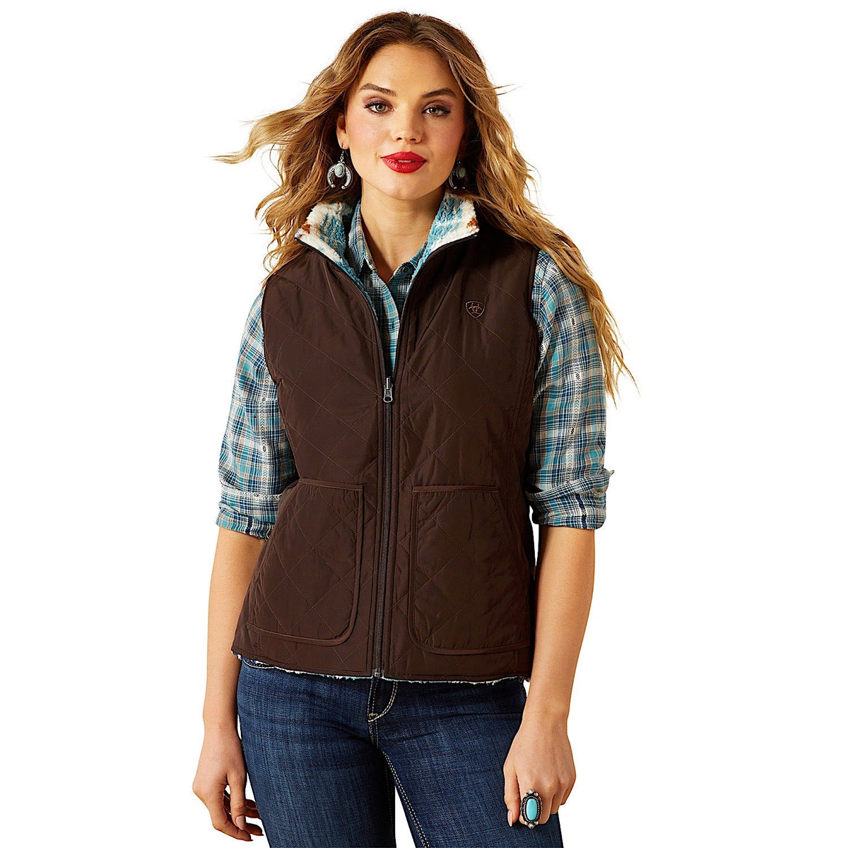 Ariat Womens Dilon 2.0 Reversible Insulated Vest - Mole