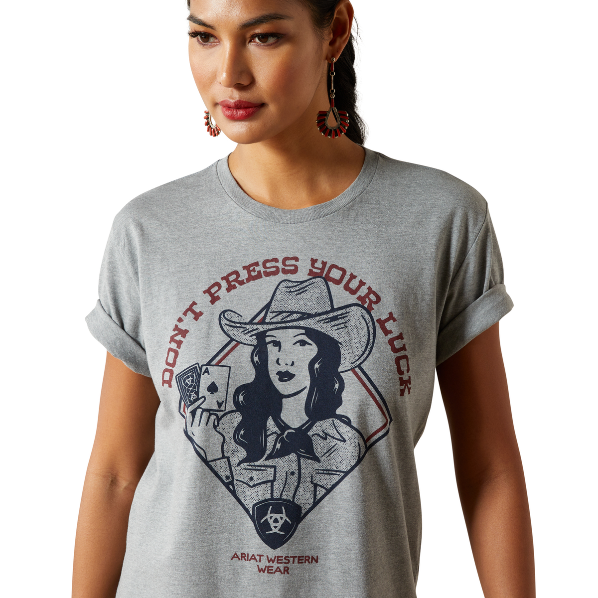 Ariat Womens DonâT Press Your Luck Tee - Iceberg