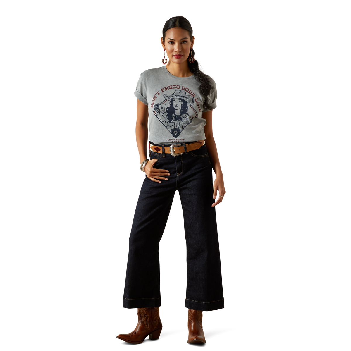 Ariat Womens DonâT Press Your Luck Tee - Iceberg