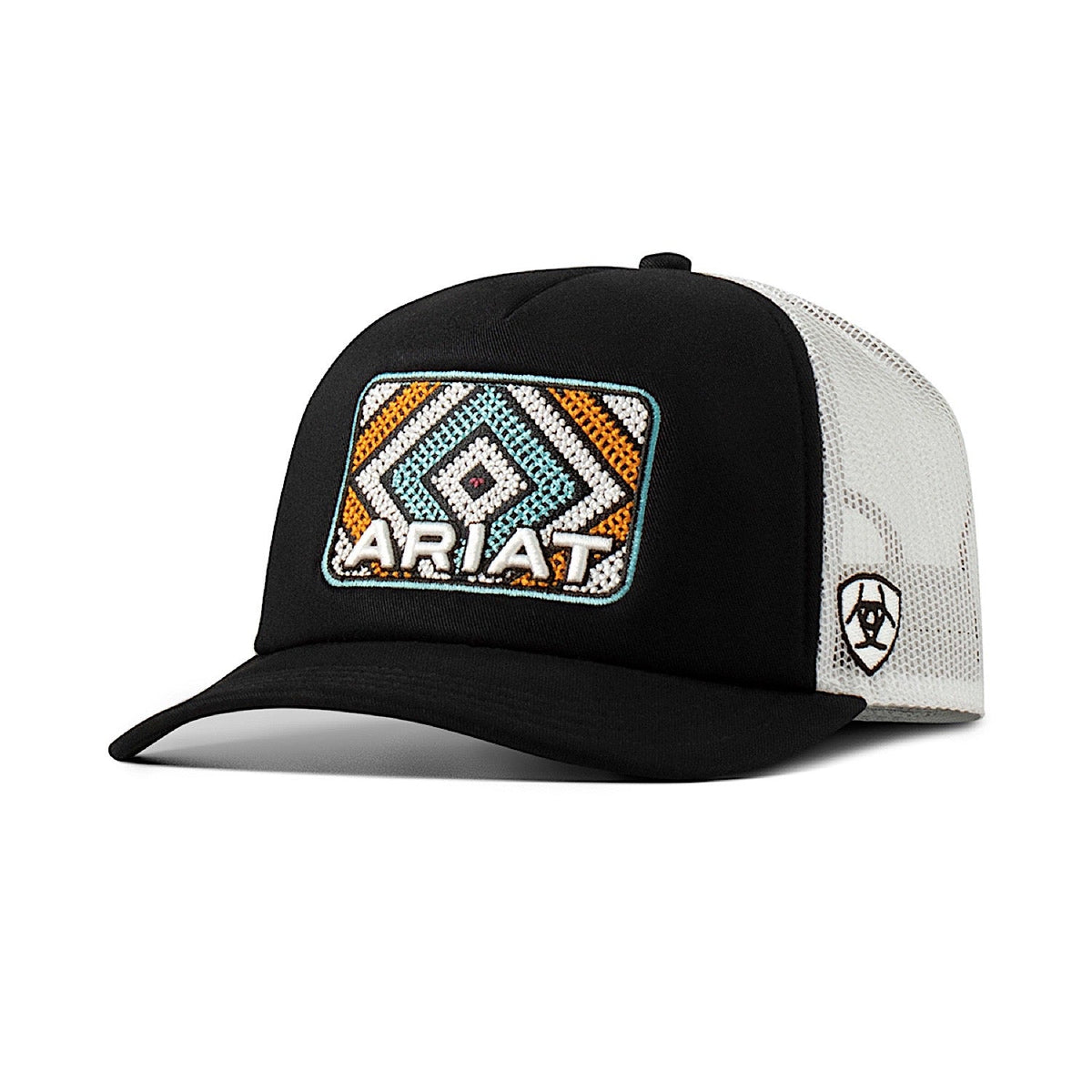 Ariat Womens Embroidered Patch Foam Front Mesh Snap - Black