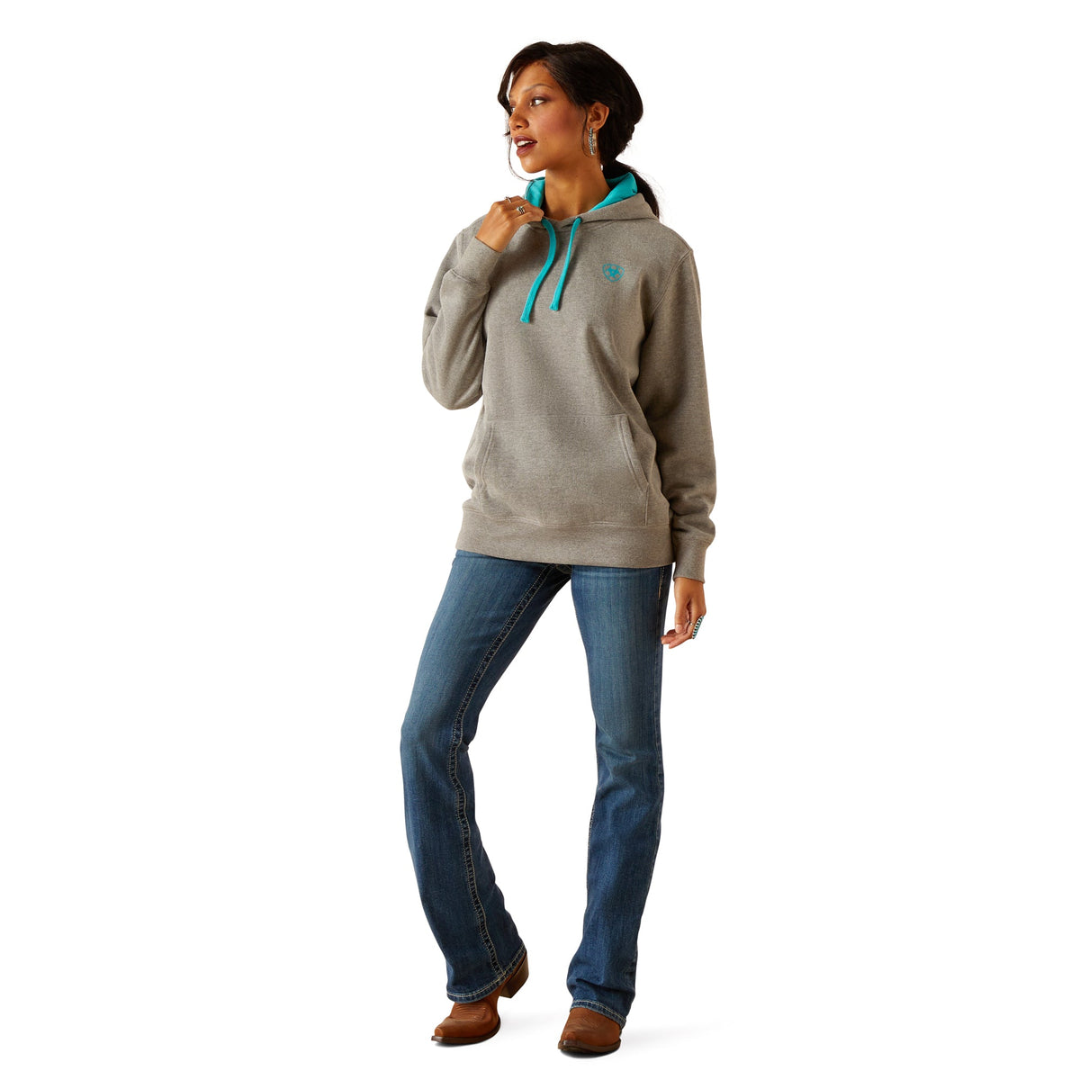 Ariat Women’s Equipment Hoodie - Heather Grey - Ariat Womens Tops