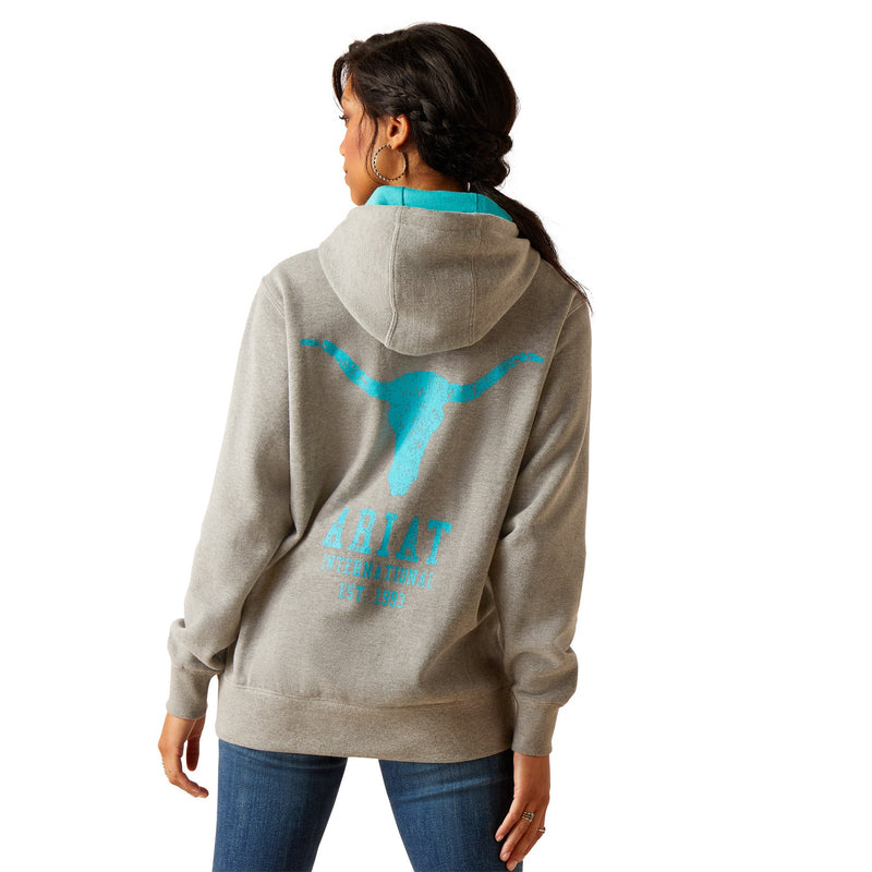 Ariat Women’s Equipment Hoodie - Heather Grey - Ariat Womens Tops