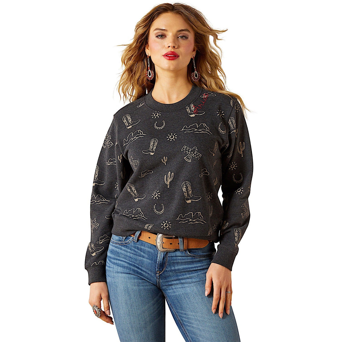 Ariat Womens Essential Crew Sweatshirt - Black Heather