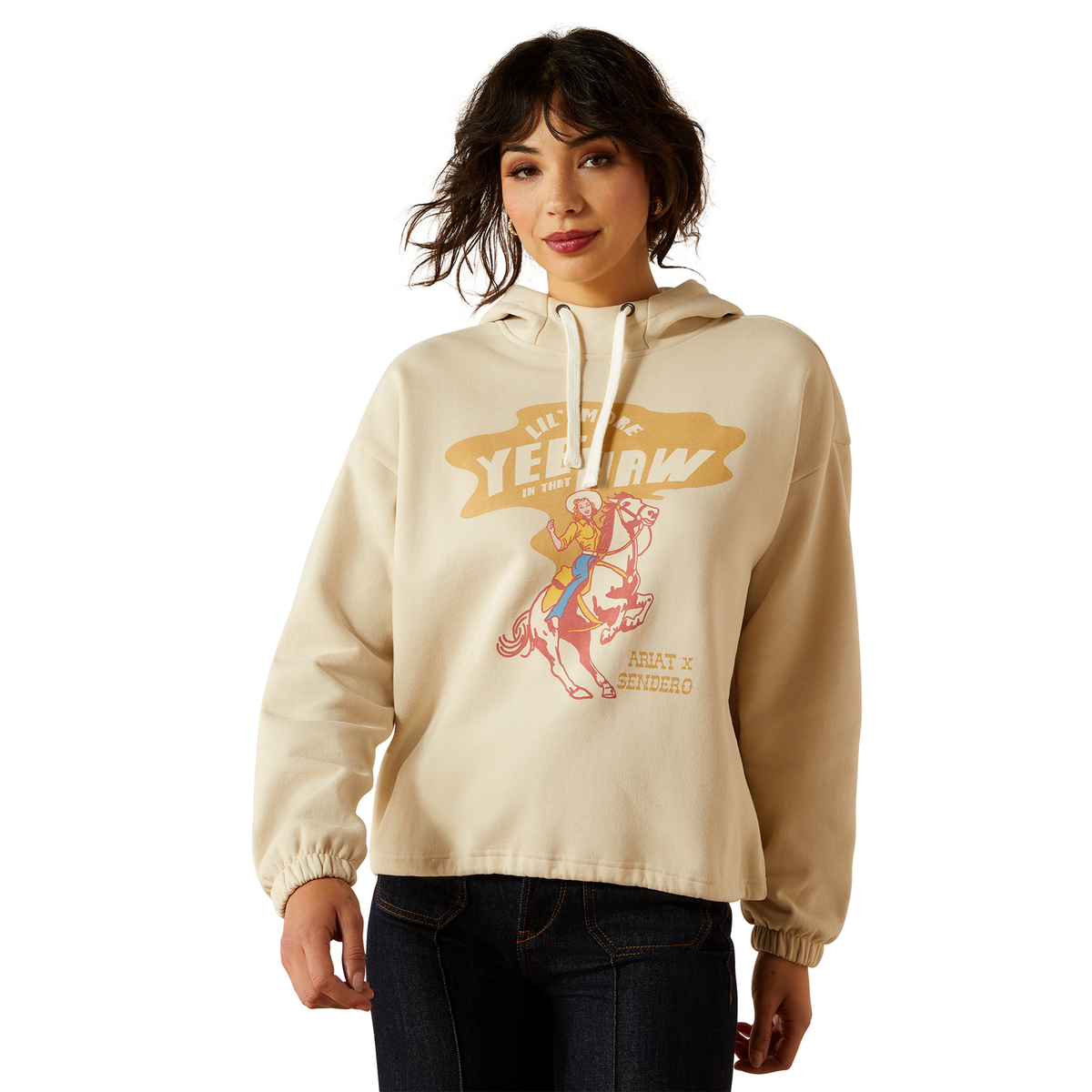 Ariat Womens Essential Sendero Yeehaw Hoodie Oyster Grey