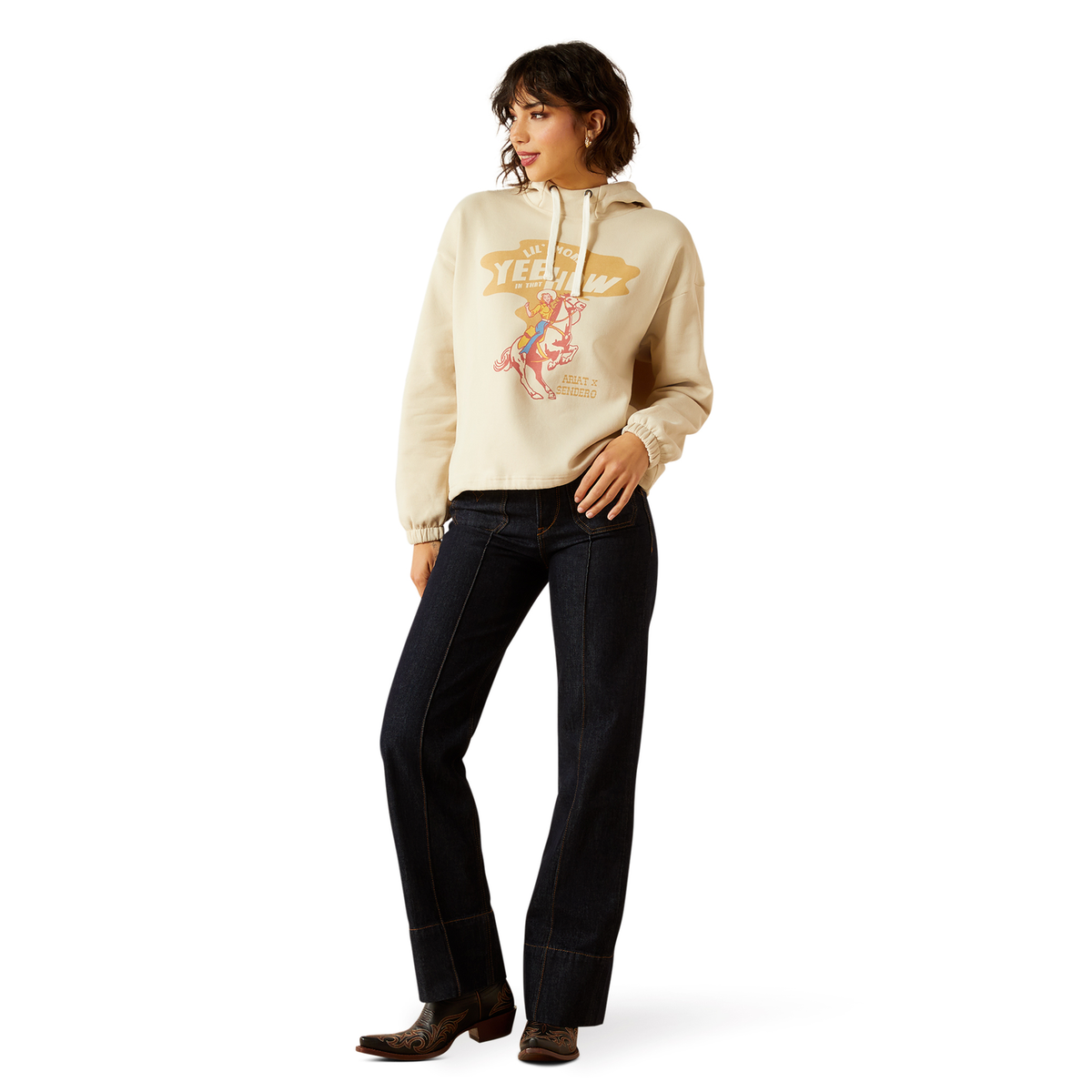 Ariat Womens Essential Sendero Yeehaw Hoodie Oyster Grey