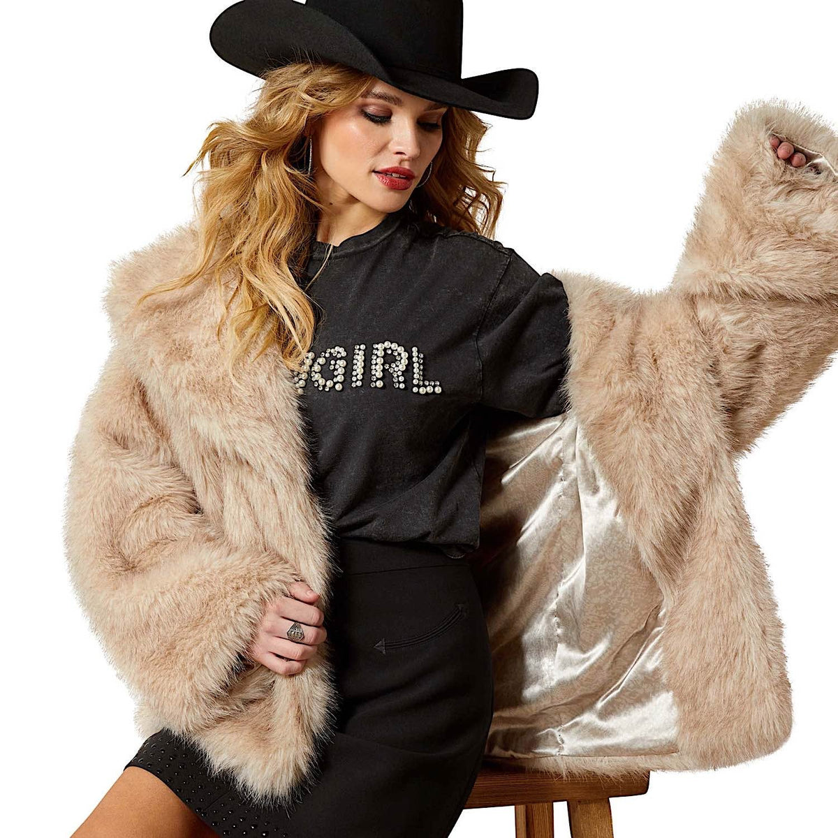 Ariat Women’s Faux Fur Coat - Tan