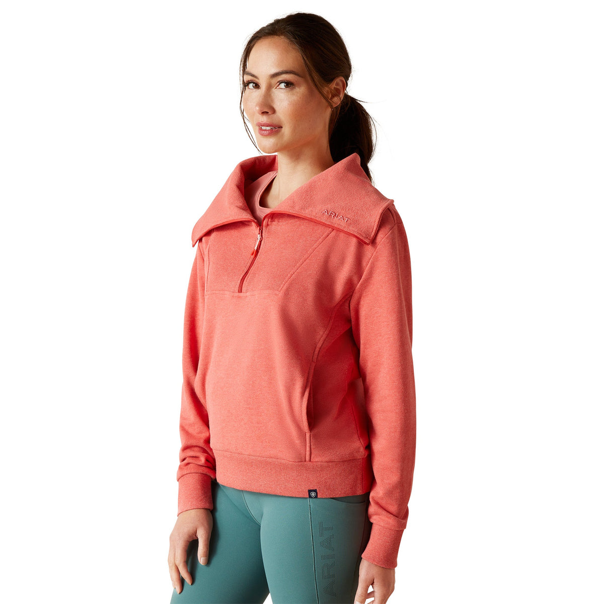 Ariat Women’s Fern 1/2 Zip Sweatshirt - Heathered Baked Apple - S Aus 8 - Ariat Womens Tops