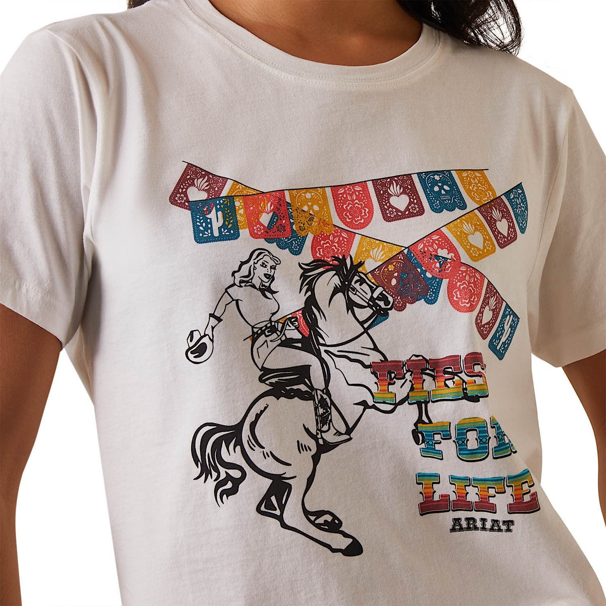 Ariat Womens Fiesta S/S T-Shirt Cloud Dancer - Ariat Womens Tops
