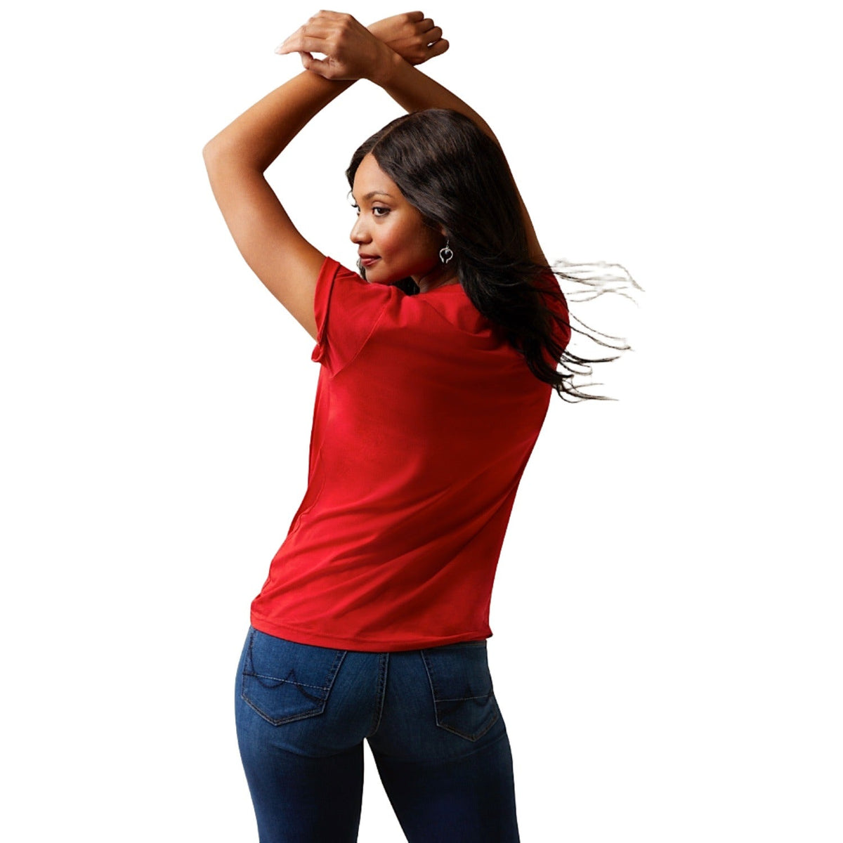 Ariat Womens Flower Cow S/S Tee Equestrian Red - Ariat Womens Tops