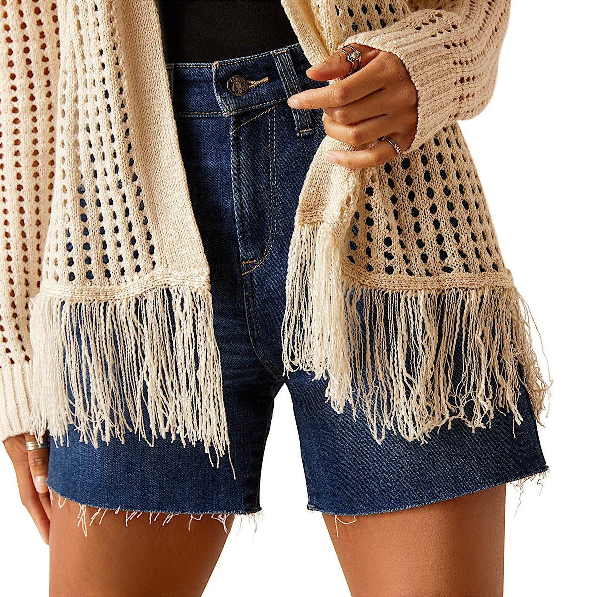 Ariat Women’s Frolic Fringe Cardigan - Pristine - Ariat Womens Tops