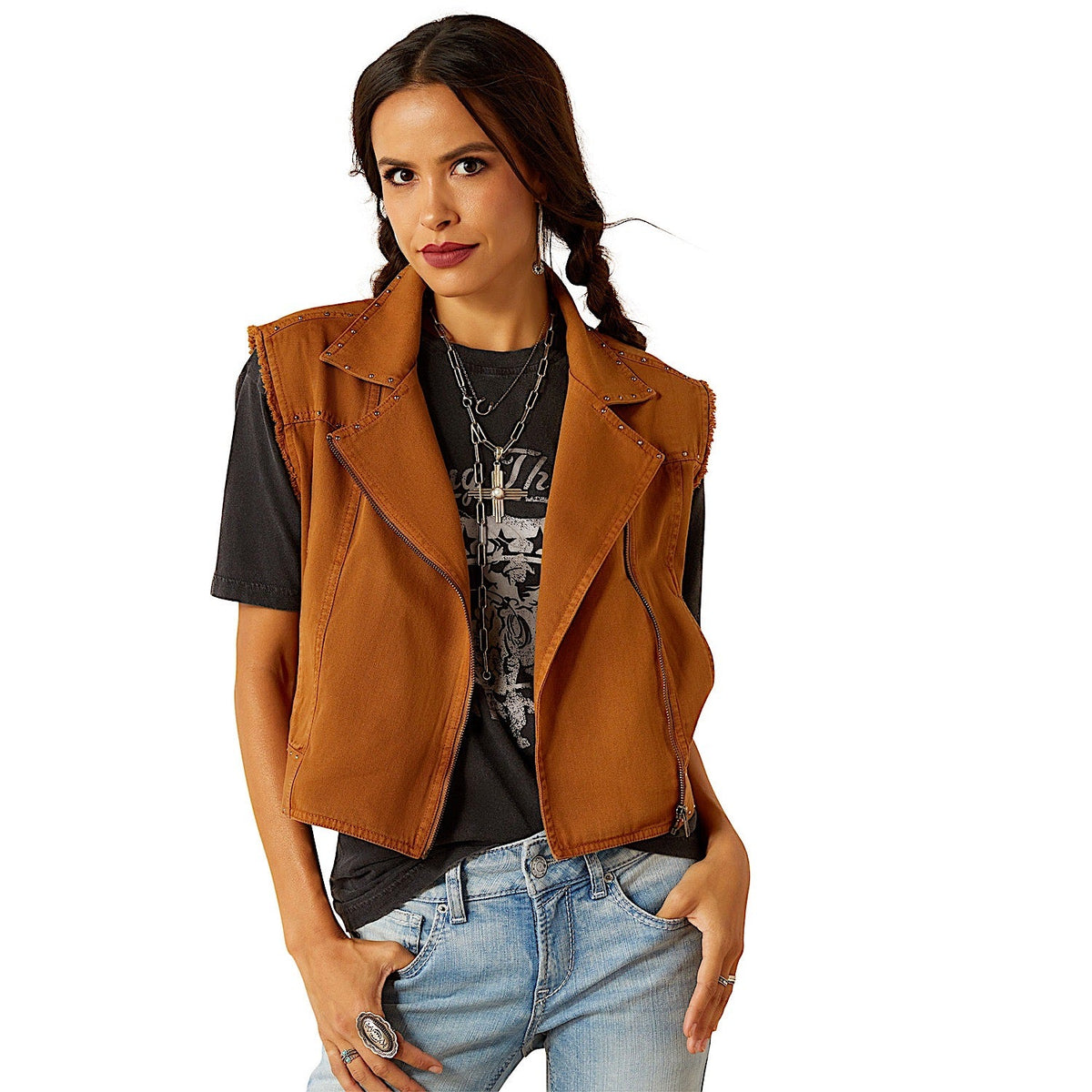 Ariat Women’s Harley Vest - Tobacco Brown - XS - Ariat Womens Tops
