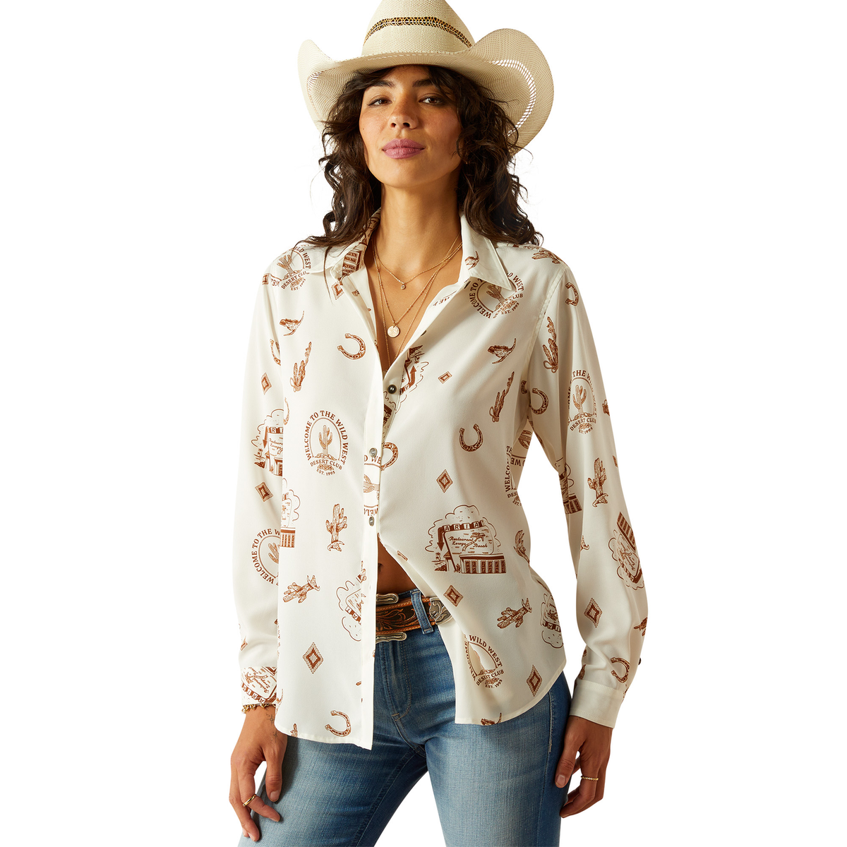 Ariat Womens Homestyle Button Up Shirt - Road Trip Print