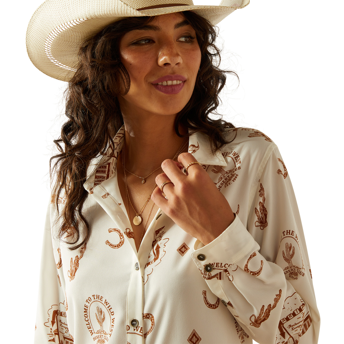 Ariat Womens Homestyle Button Up Shirt - Road Trip Print