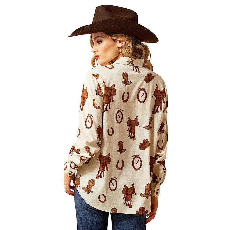 Ariat Women’s Homestyle Button Up Shirt - Rodeo Spur Print