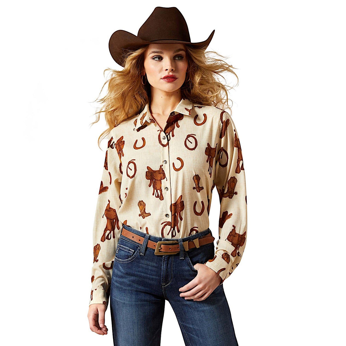 Ariat Women’s Homestyle Button Up Shirt - Rodeo Spur Print