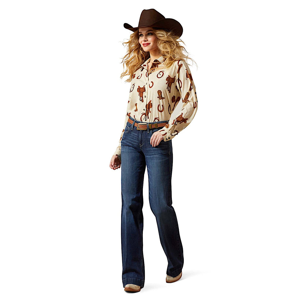 Ariat Women’s Homestyle Button Up Shirt - Rodeo Spur Print