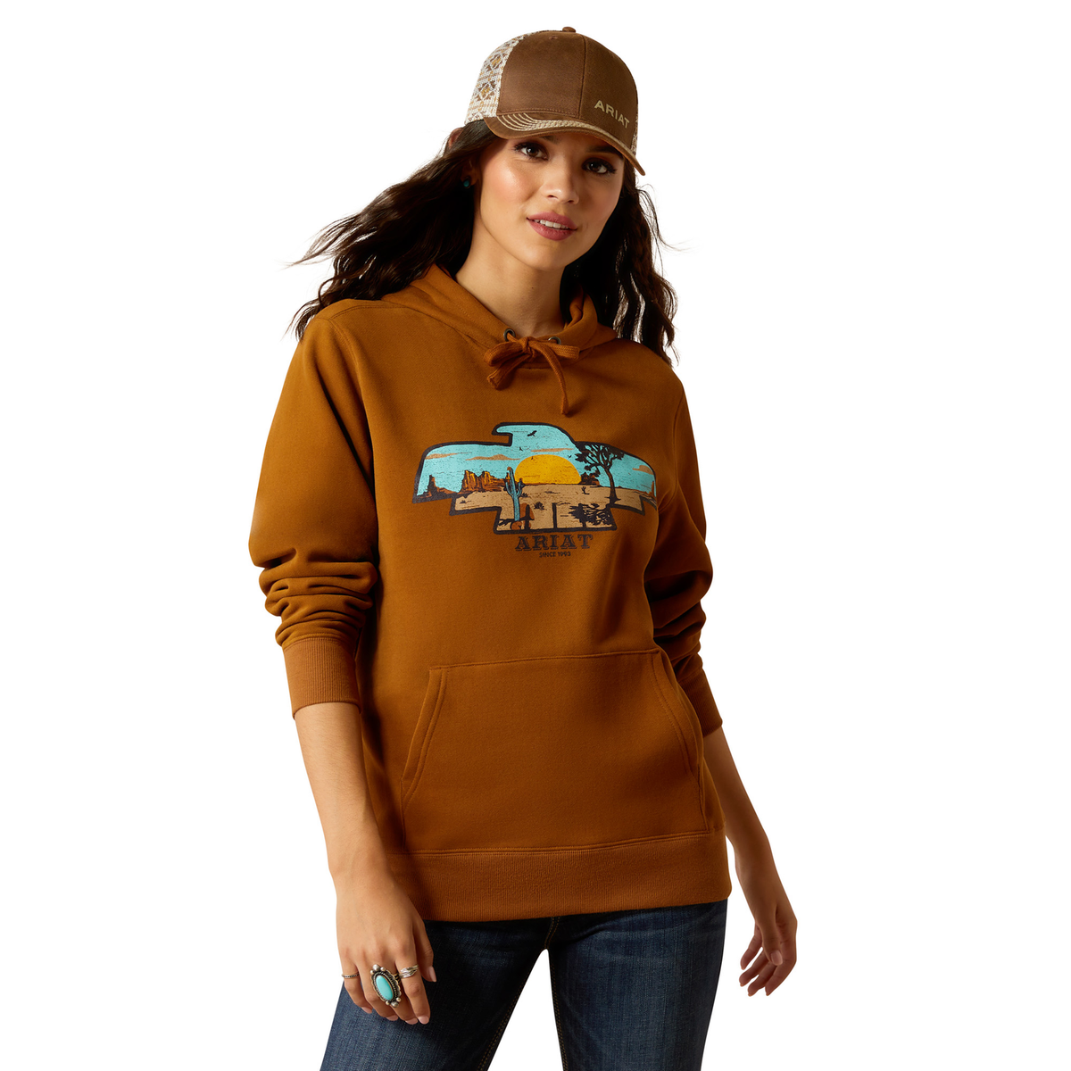 Ariat Women’s Horizon Hoodie - Chestnut Horse - S Aus 8 - Ariat Womens Tops