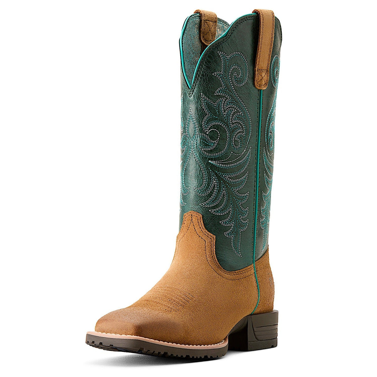 Ariat Women’s Hybrid Ranch Time Distressed Acorn Roughout / Deep Teal