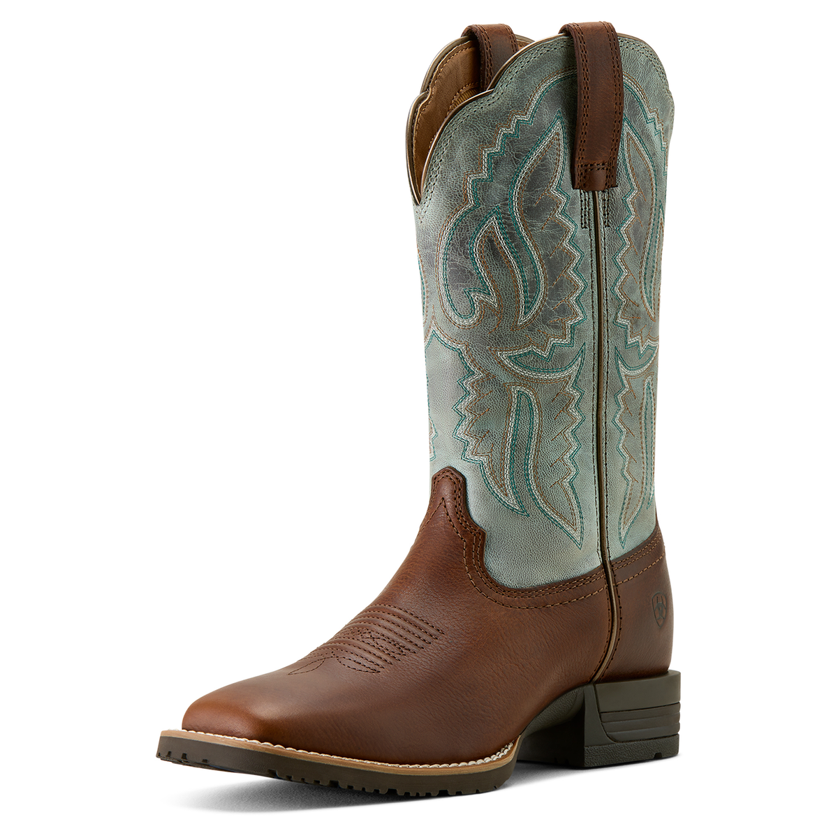 Ariat Womens Hybrid Ranchwork Western Boot - Peanut/Worn Denim
