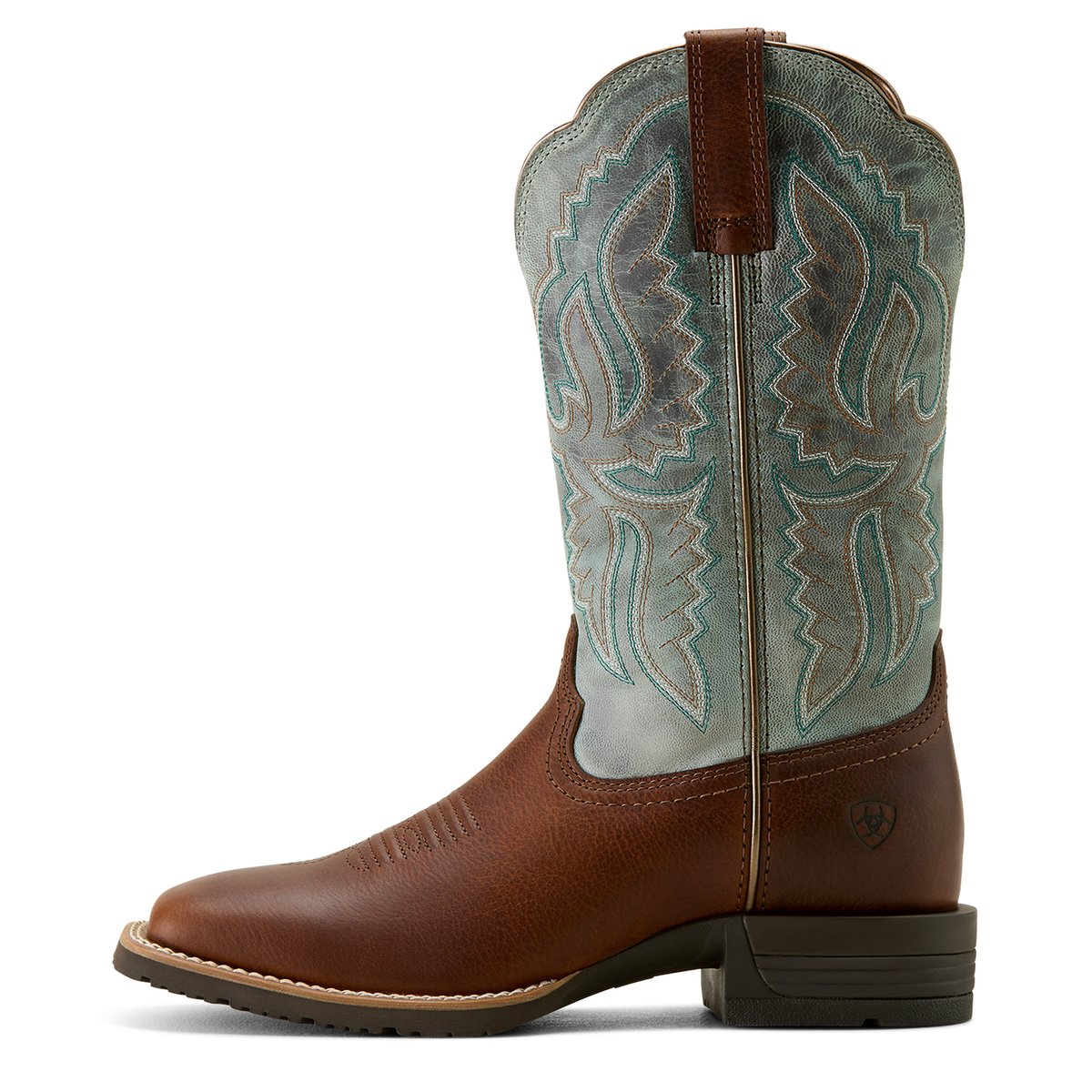 Ariat Womens Hybrid Ranchwork Western Boot - Peanut/Worn Denim