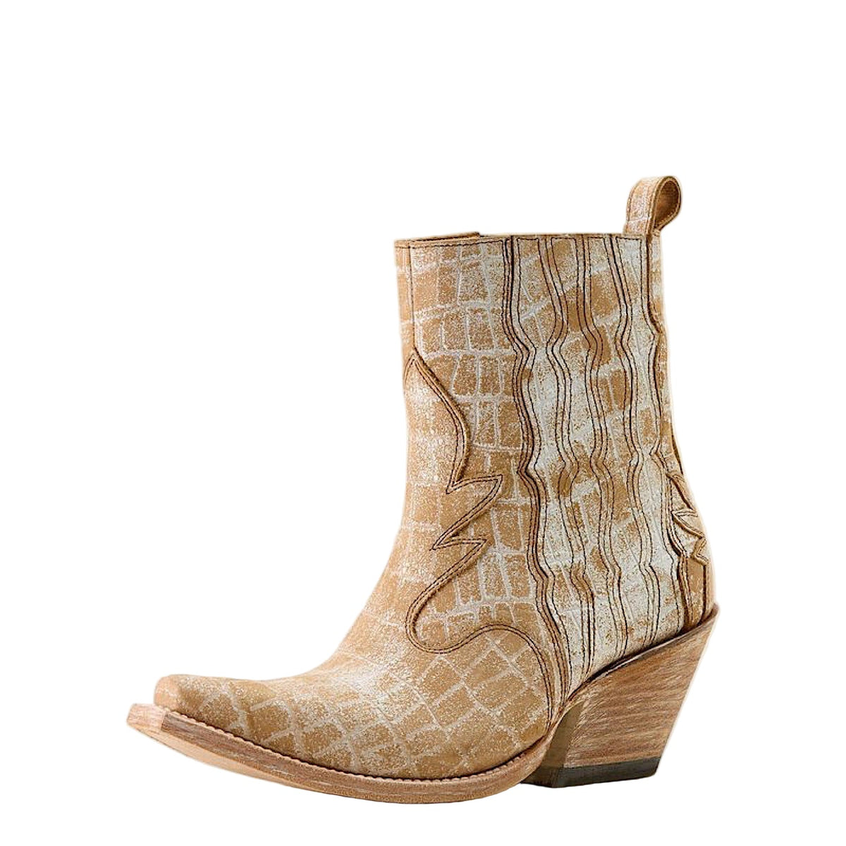 Ariat Womens Jade X Toe Heeled Ankle Boot - Distressed Crema Tan Print