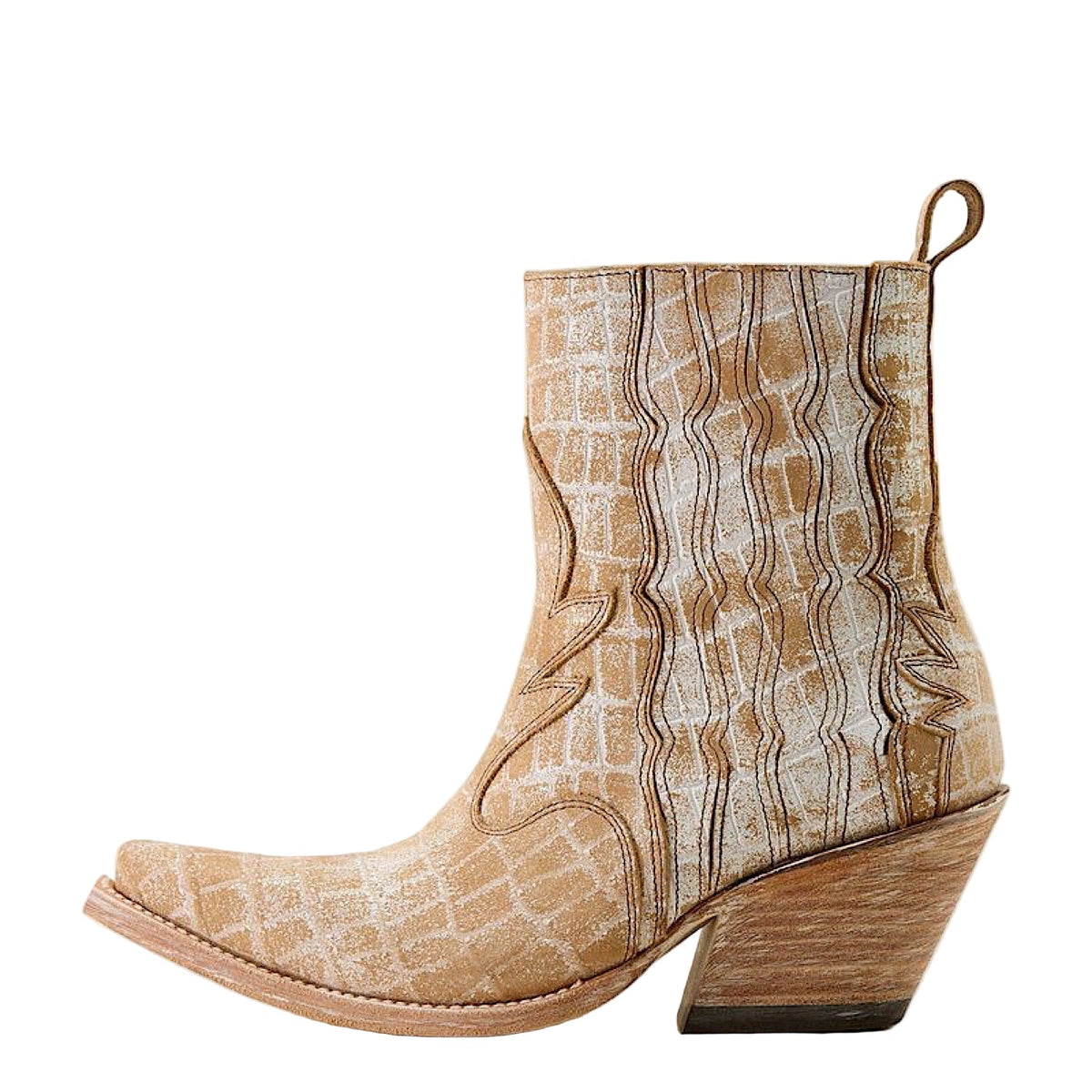 Ariat Womens Jade X Toe Heeled Ankle Boot - Distressed Crema Tan Print
