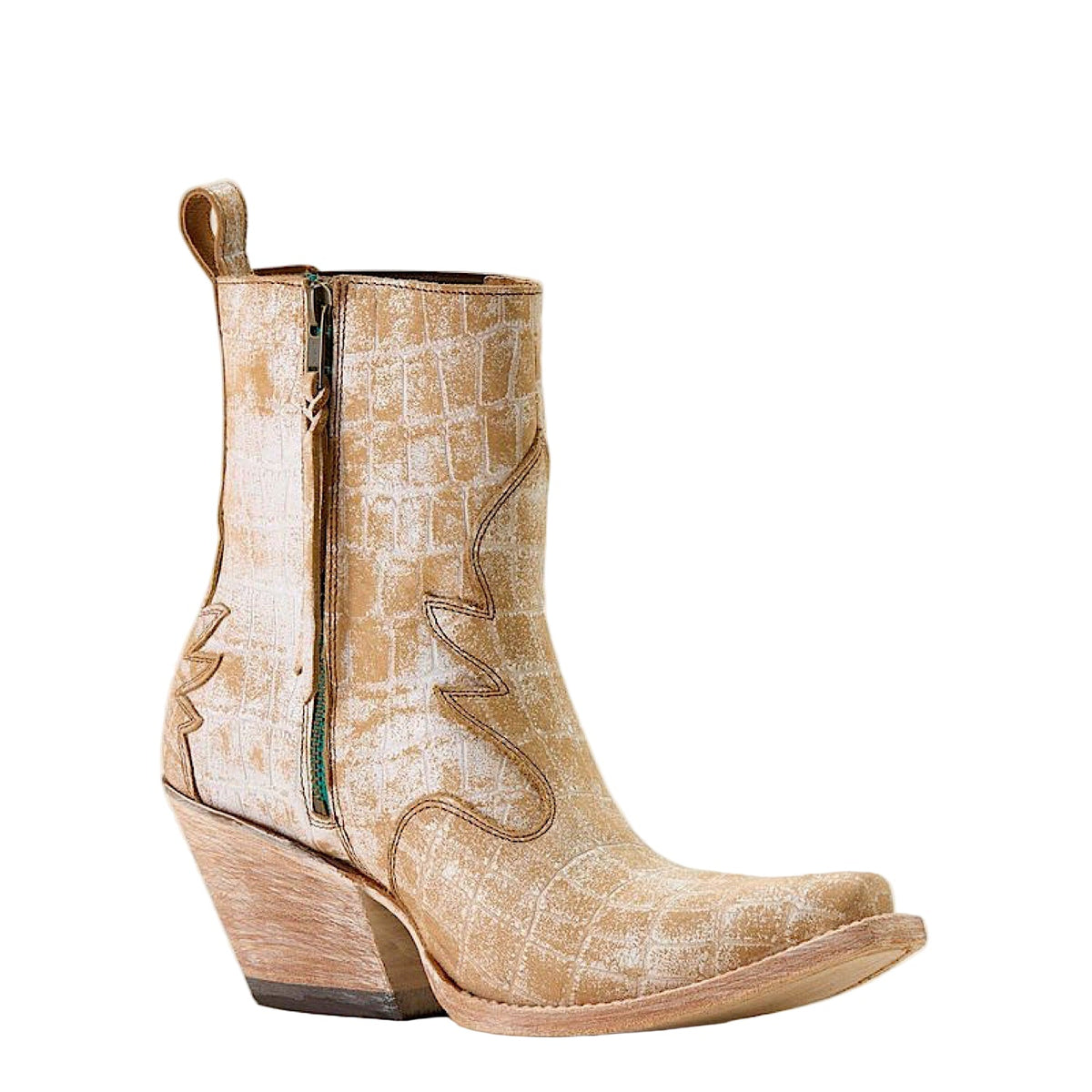 Ariat Womens Jade X Toe Heeled Ankle Boot - Distressed Crema Tan Print