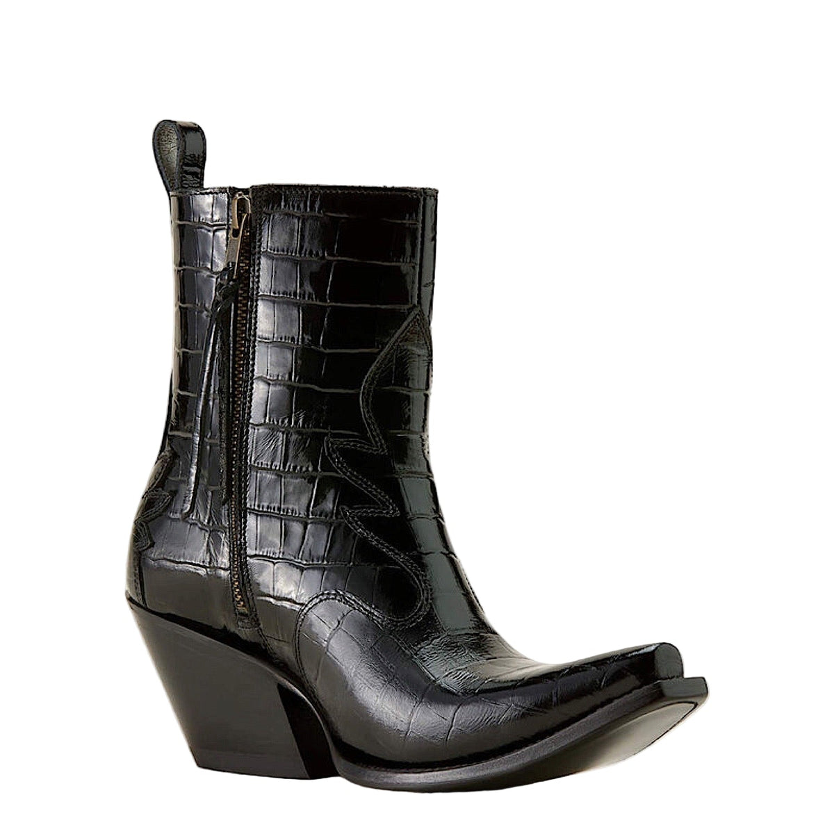 Ariat Womens Jade X Toe Heeled Ankle Boot - Luxe Caviar Black Print