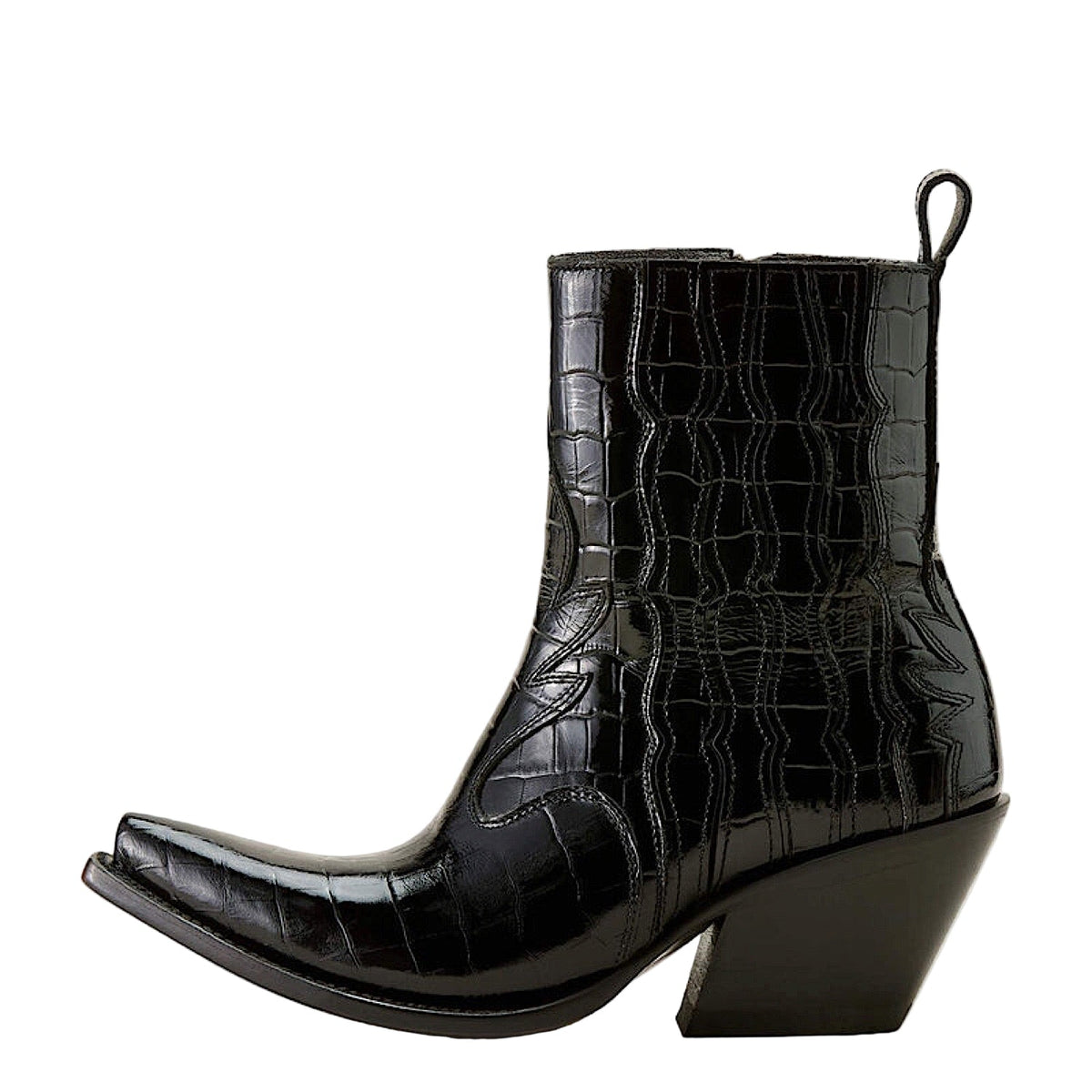 Ariat Womens Jade X Toe Heeled Ankle Boot - Luxe Caviar Black Print