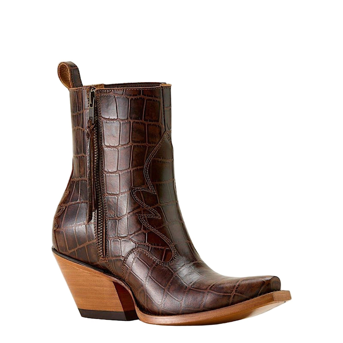 Ariat Womens Jade X Toe Heeled Ankle Boot - Luxe Espresso Dark Brown Print