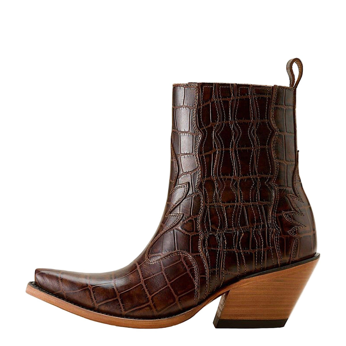 Ariat Womens Jade X Toe Heeled Ankle Boot - Luxe Espresso Dark Brown Print