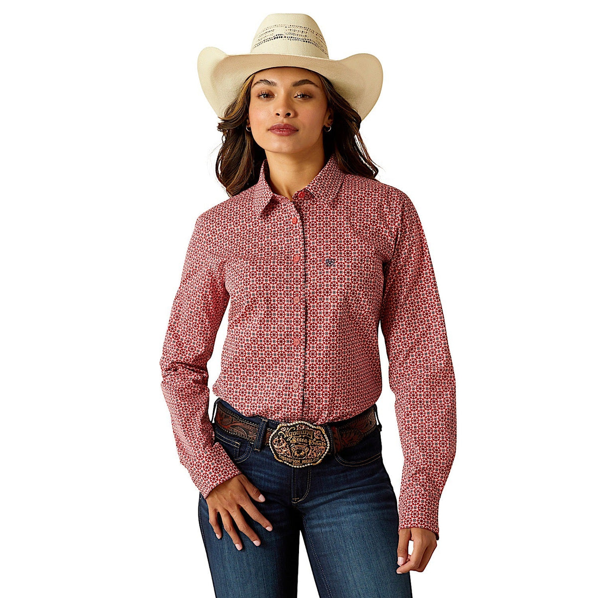 Ariat Women’s Kirby Stretch Shirt - Garnet Rose Geo