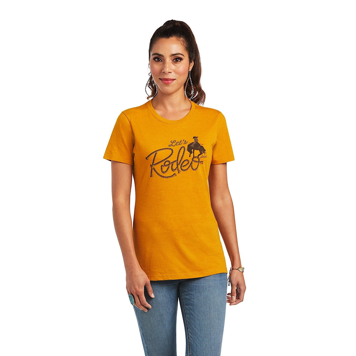 Ariat Womens Lets Rodeo Tee Buckhorn Heather - S Aus 8 - Ariat Womens Tops