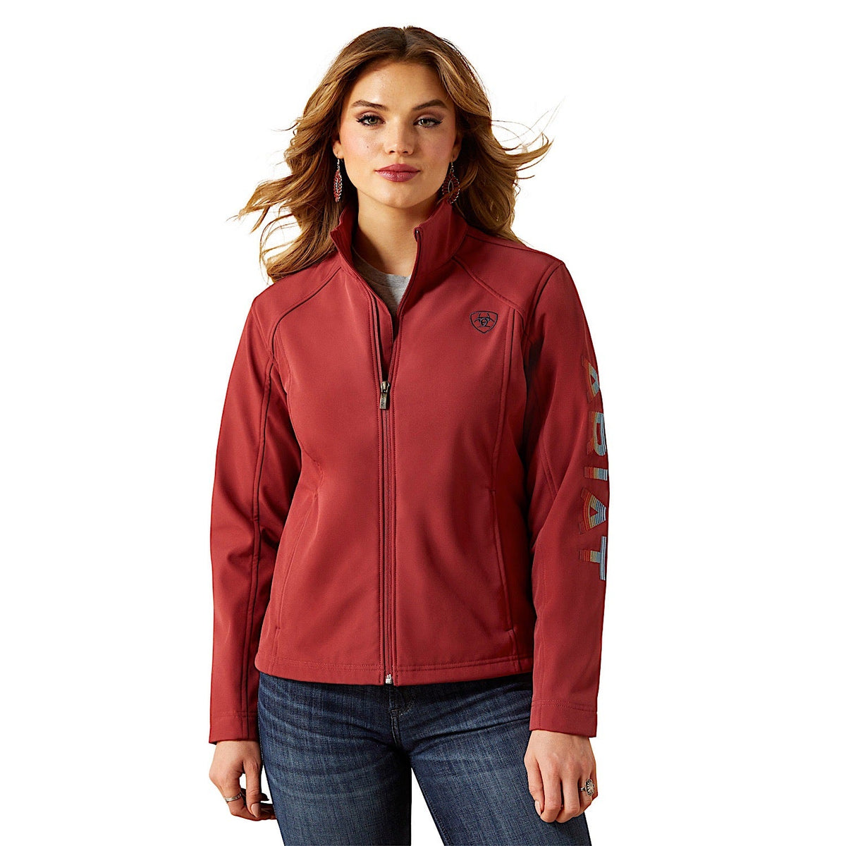 Ariat Womens Logo Softshell Jacket - Burnt Russet/Stripe
