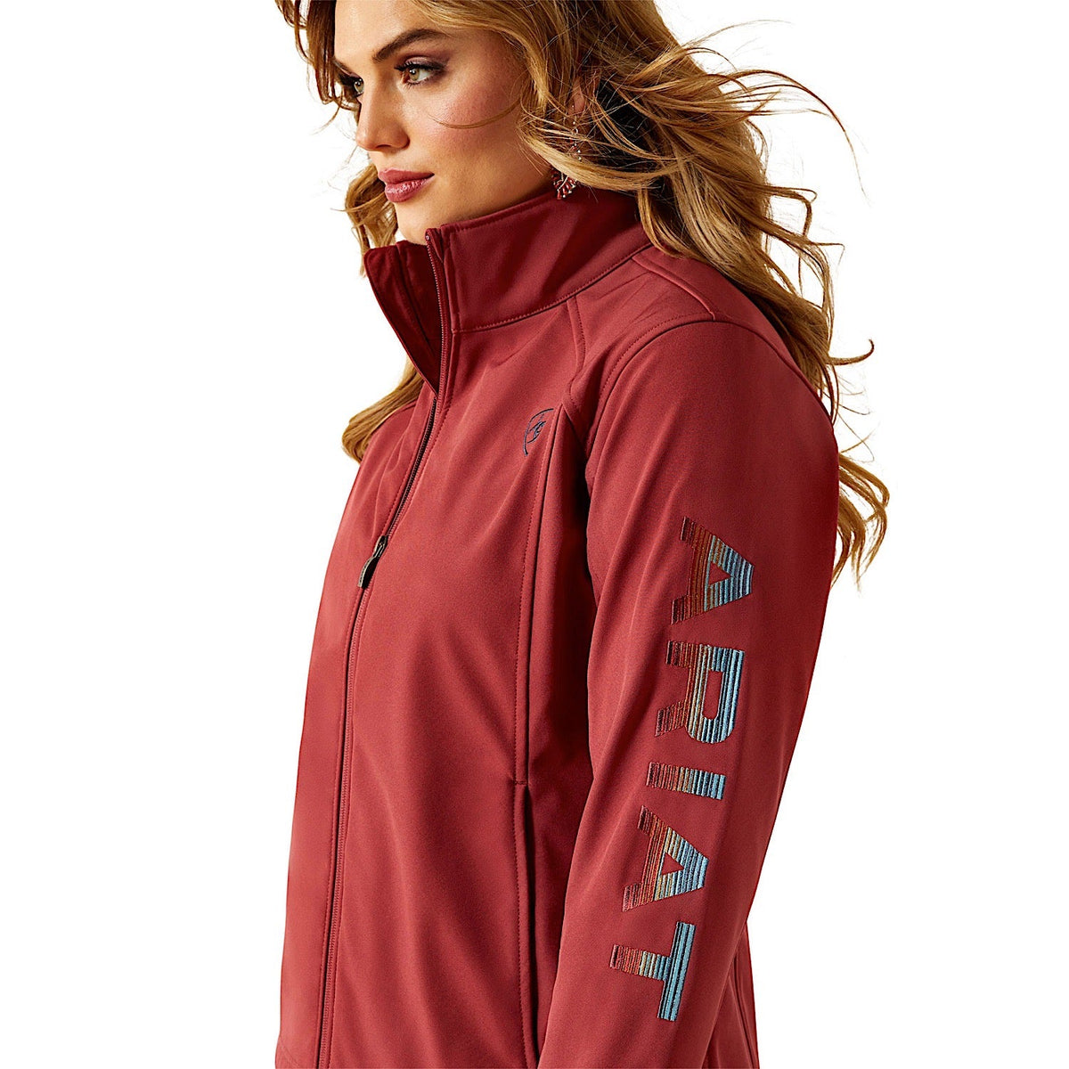 Ariat Womens Logo Softshell Jacket - Burnt Russet/Stripe