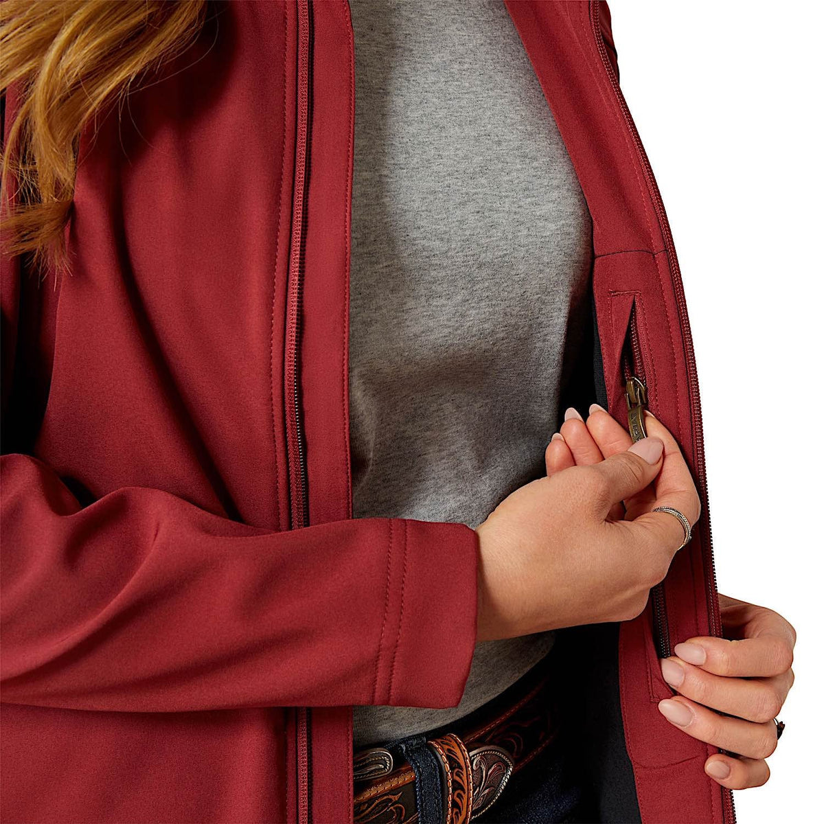 Ariat Womens Logo Softshell Jacket - Burnt Russet/Stripe