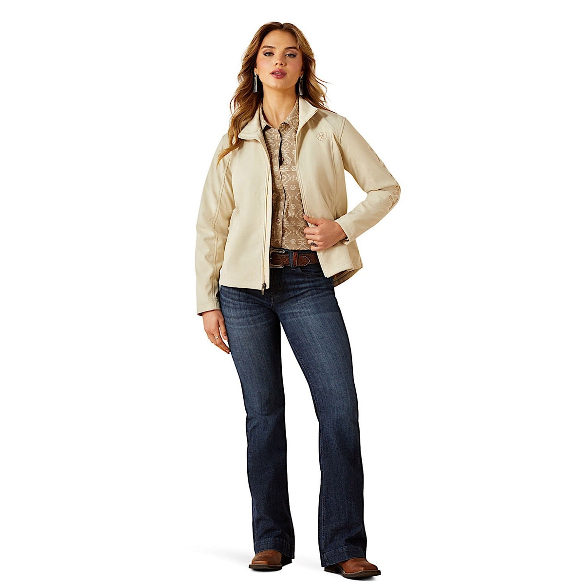 Ariat Womens Logo Softshell Jacket - Oyster Gray/Dune